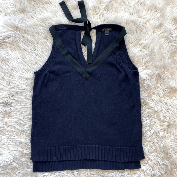 J. Crew Sleeveless Sweater Tank with Grosgrain Trim - Picture 5 of 9